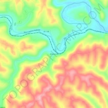 Mappa topografica Alledonia, altitudine, rilievo