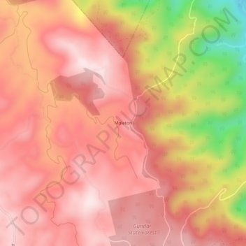 Mappa topografica Moleton, altitudine, rilievo