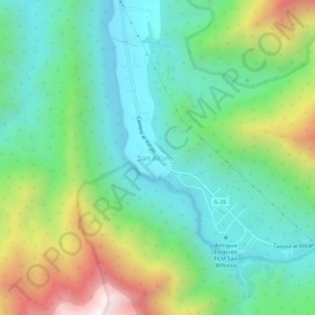Mappa topografica San Alfonso, altitudine, rilievo