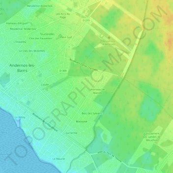 Mappa topografica Les Bruyères, altitudine, rilievo