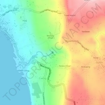 Mappa topografica Hagimit Falls, altitudine, rilievo