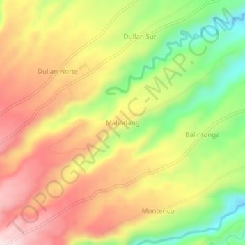 Mappa topografica Malindang, altitudine, rilievo