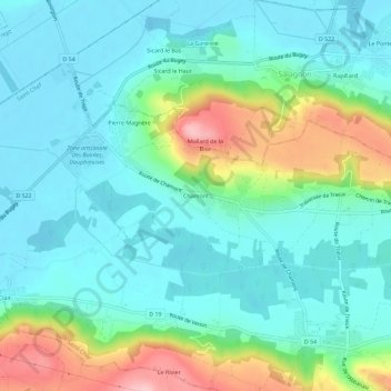 Mappa topografica Chamont, altitudine, rilievo