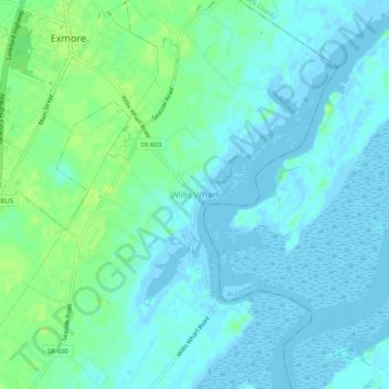 Mappa topografica Willis Wharf, altitudine, rilievo