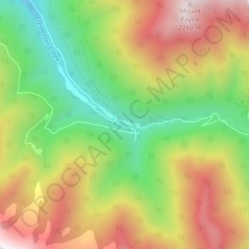 Mappa topografica Sandon, altitudine, rilievo