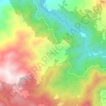 Mappa topografica Okçularyeri, altitudine, rilievo