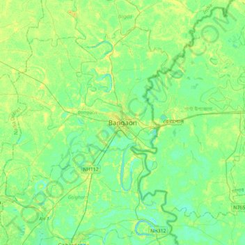 Mappa topografica Bangaon, altitudine, rilievo