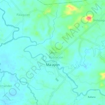 Mappa topografica Tabuc, altitudine, rilievo