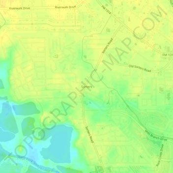 Mappa topografica Sorters, altitudine, rilievo