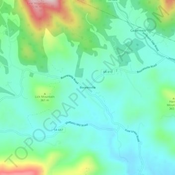 Mappa topografica Boonesville, altitudine, rilievo