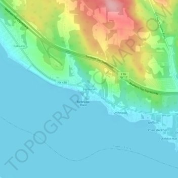 Mappa topografica Belleview, altitudine, rilievo