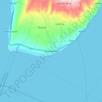 Mappa topografica Santander, altitudine, rilievo