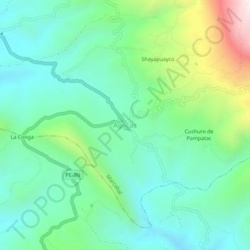 Mappa topografica Agocas, altitudine, rilievo