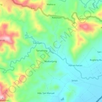Mappa topografica Patag, altitudine, rilievo