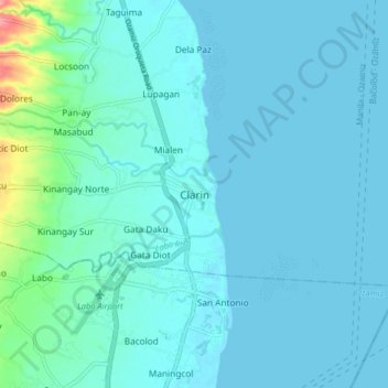 Mappa topografica Clarin, altitudine, rilievo