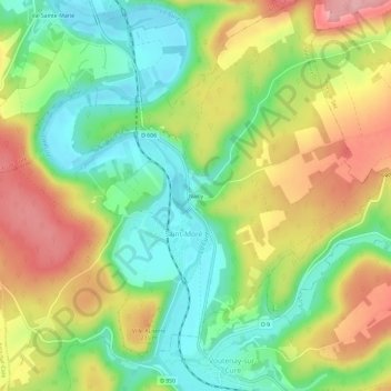 Mappa topografica Nailly, altitudine, rilievo