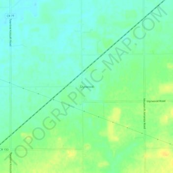 Mappa topografica Glynwood, altitudine, rilievo