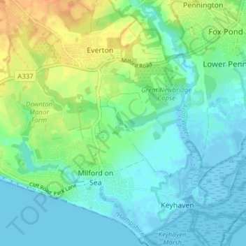 Mappa topografica Lymore, altitudine, rilievo