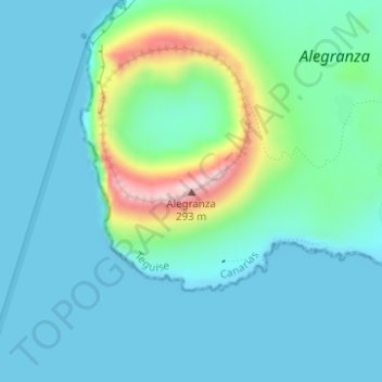 Mappa topografica Alegranza, altitudine, rilievo