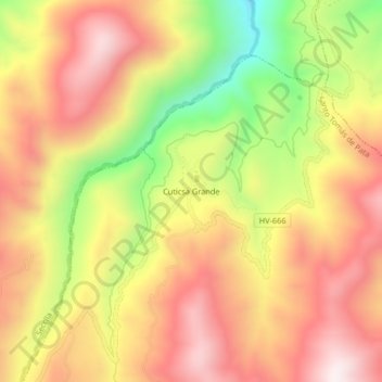 Mappa topografica Cuticsa Grande, altitudine, rilievo