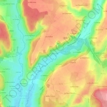 Mappa topografica La Détourbe, altitudine, rilievo