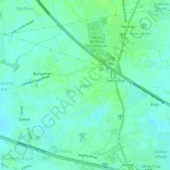 Mappa topografica Ligas, altitudine, rilievo