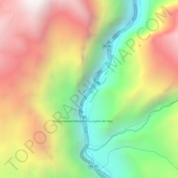 Mappa topografica Cañón del Pato, altitudine, rilievo