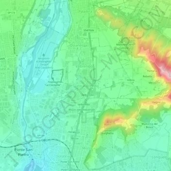 Mappa topografica Scano al Brembo, altitudine, rilievo