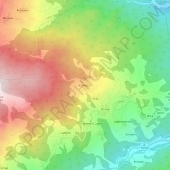 Mappa topografica Codegazzi, altitudine, rilievo