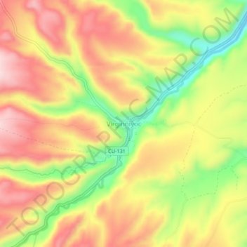 Mappa topografica Virginniyoc, altitudine, rilievo