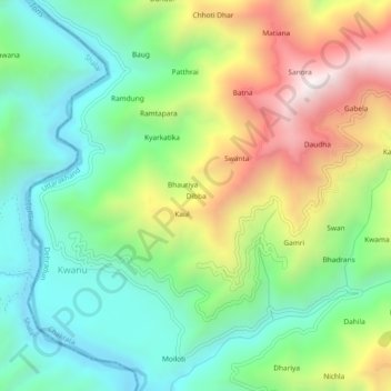 Mappa topografica Dibba, altitudine, rilievo
