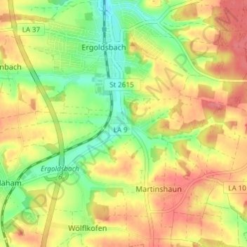 Mappa topografica Siegensdorf, altitudine, rilievo