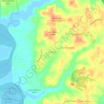 Mappa topografica Foxchase, altitudine, rilievo
