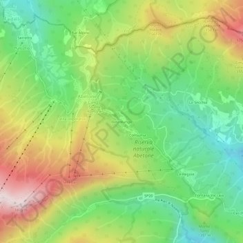 Mappa topografica Boscolungo, altitudine, rilievo