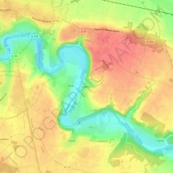Mappa topografica Chambre, altitudine, rilievo