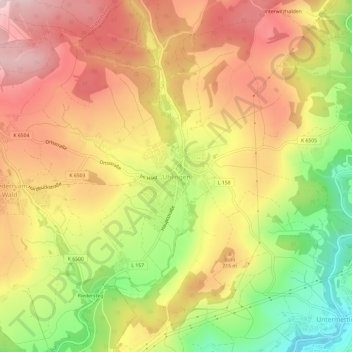 Mappa topografica Ühlingen, altitudine, rilievo