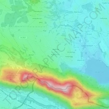 Mappa topografica Roßmoos, altitudine, rilievo