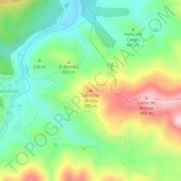 Mappa topografica Cerro de la Silla, altitudine, rilievo