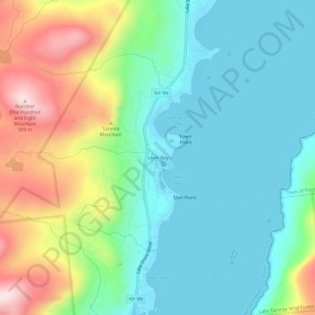 Mappa topografica Silver Bay, altitudine, rilievo
