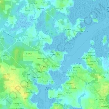 Mappa topografica Lann Kervarlay, altitudine, rilievo