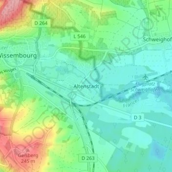 Mappa topografica Altenstadt, altitudine, rilievo