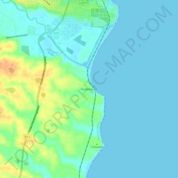 Mappa topografica Scarborough, altitudine, rilievo