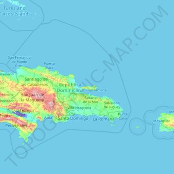 Mappa topografica Samaná, altitudine, rilievo