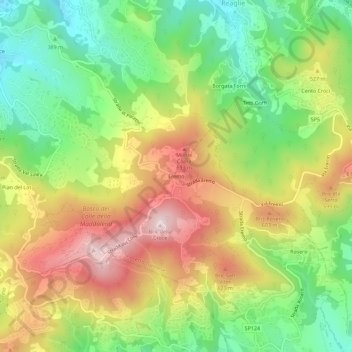Mappa topografica Eremo, altitudine, rilievo