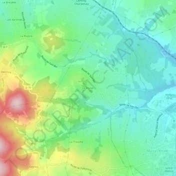 Mappa topografica Le Poirier, altitudine, rilievo