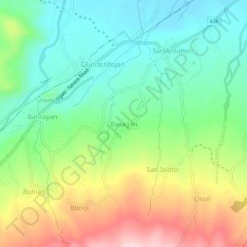 Mappa topografica Basagan, altitudine, rilievo
