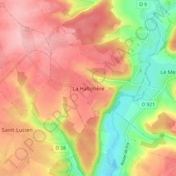 Mappa topografica La Hallotière, altitudine, rilievo