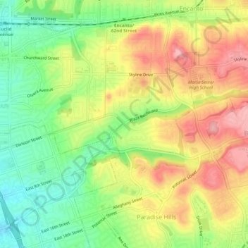 Mappa topografica Alta Vista, altitudine, rilievo