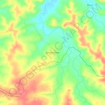 Mappa topografica Santana Nova, altitudine, rilievo