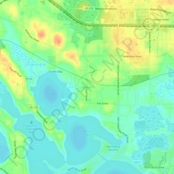 Mappa topografica Orono, altitudine, rilievo